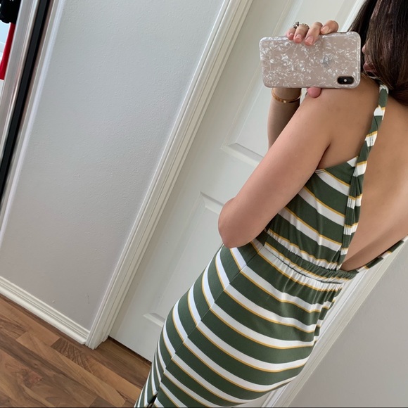 SOLD 🚫 Greece Green, Yellow, White Striped Maxi - Picture 6 of 7